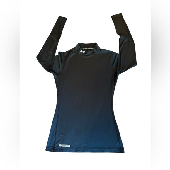 Under Armour Cold Gear Mock Neck Long Sleeve Fitted Base Layer Women Med Black - Picture 1 of 8